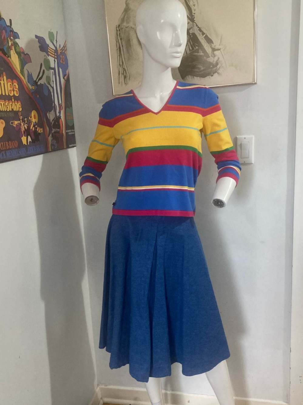 Vintage 90s Ralph Lauren Horizontal Stripe Knit Top - 3/4 Sleeve - Rare - Picture 7 of 16